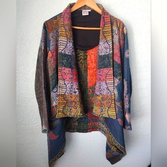 Parsley and Sage multicolor bohemian cardigan side pockets - Picture 1 of 9